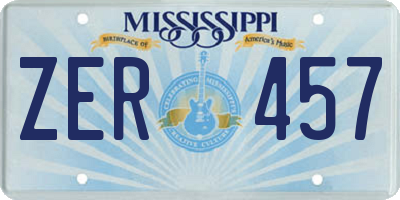 MS license plate ZER457