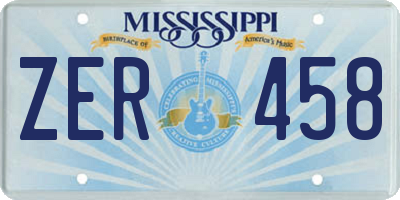MS license plate ZER458
