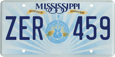 MS license plate ZER459