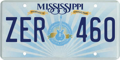 MS license plate ZER460