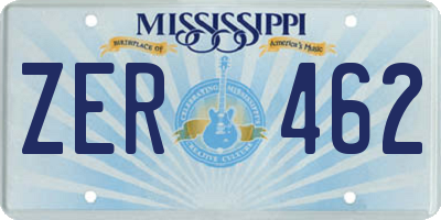 MS license plate ZER462