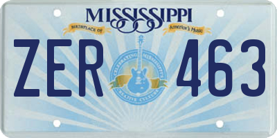 MS license plate ZER463