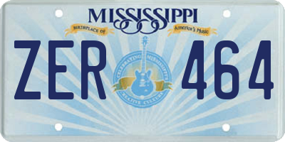 MS license plate ZER464