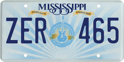MS license plate ZER465