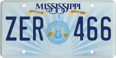 MS license plate ZER466