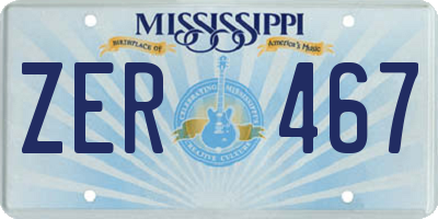 MS license plate ZER467