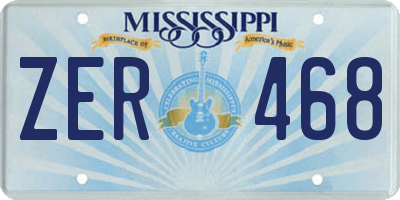 MS license plate ZER468
