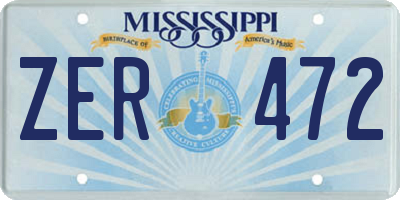 MS license plate ZER472
