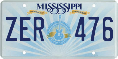 MS license plate ZER476