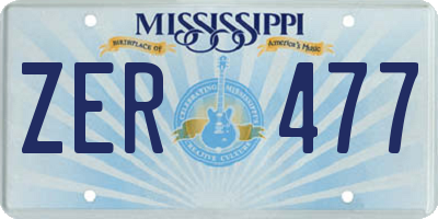 MS license plate ZER477