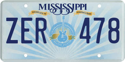 MS license plate ZER478