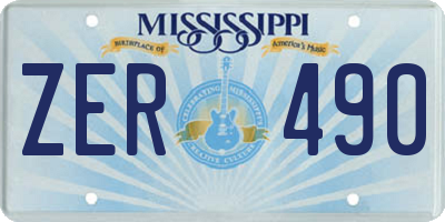 MS license plate ZER490