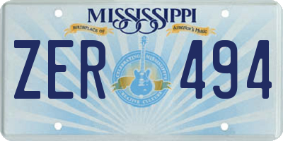 MS license plate ZER494