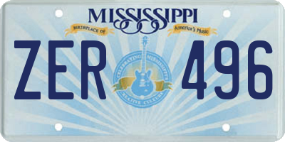 MS license plate ZER496