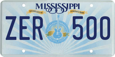 MS license plate ZER500