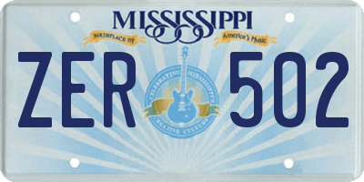 MS license plate ZER502