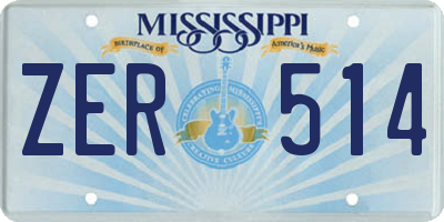 MS license plate ZER514