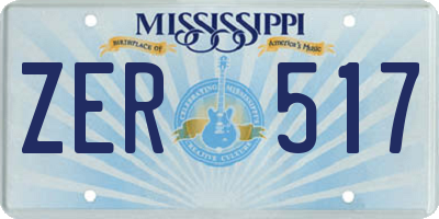 MS license plate ZER517