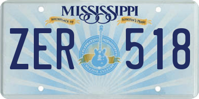 MS license plate ZER518