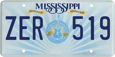 MS license plate ZER519