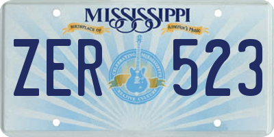 MS license plate ZER523