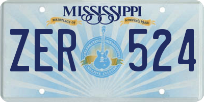 MS license plate ZER524