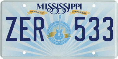 MS license plate ZER533