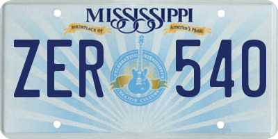 MS license plate ZER540