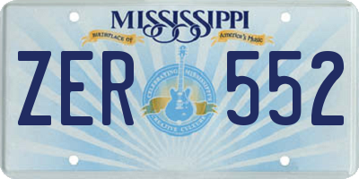 MS license plate ZER552