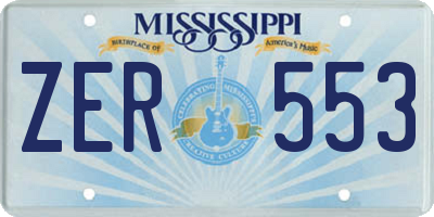 MS license plate ZER553