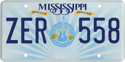MS license plate ZER558