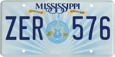 MS license plate ZER576