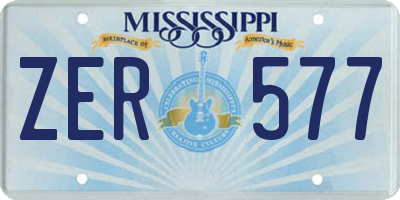 MS license plate ZER577