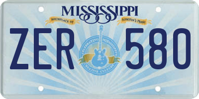 MS license plate ZER580