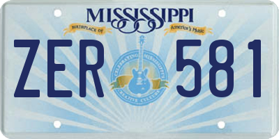 MS license plate ZER581