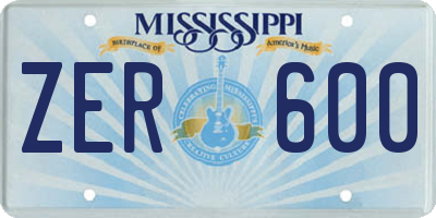 MS license plate ZER600