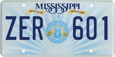 MS license plate ZER601