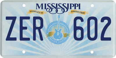 MS license plate ZER602