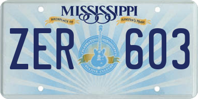 MS license plate ZER603