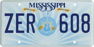 MS license plate ZER608