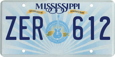 MS license plate ZER612