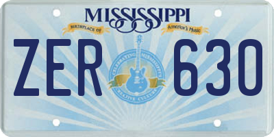 MS license plate ZER630