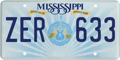 MS license plate ZER633