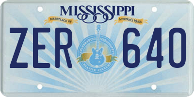 MS license plate ZER640