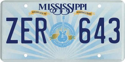 MS license plate ZER643