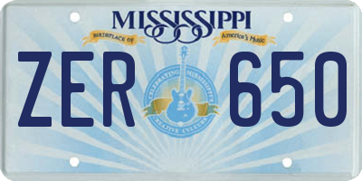 MS license plate ZER650