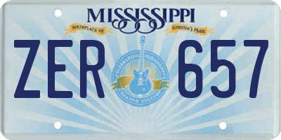 MS license plate ZER657
