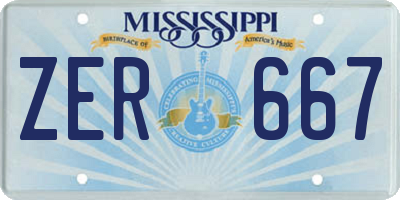 MS license plate ZER667