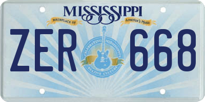 MS license plate ZER668