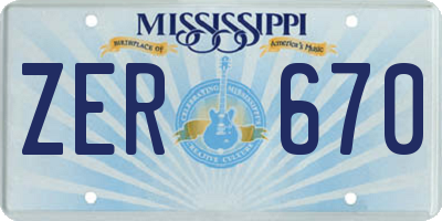 MS license plate ZER670